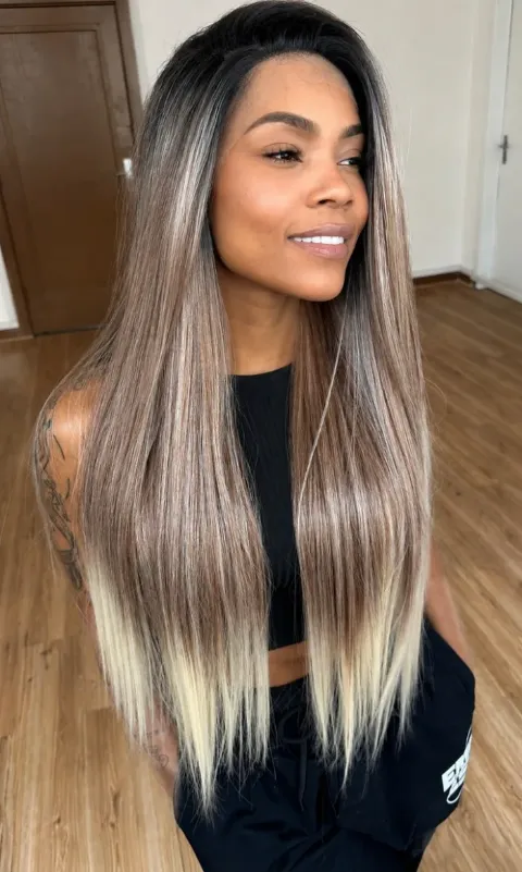 Lace Front Aghata, Ombre loiro · acabamento frontal HD